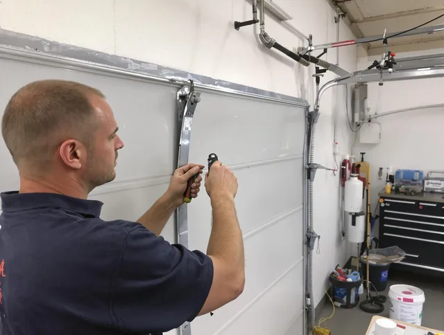 Before and after garage door dent repair by New Britain Garage Door Repair in New Britain