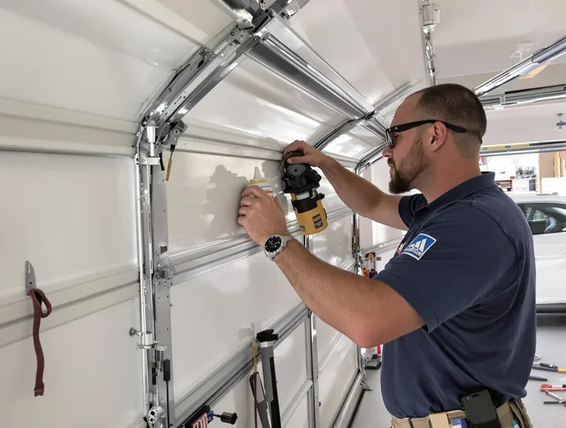 New Britain Garage Door Repair technician quieting a noisy garage door in New Britain