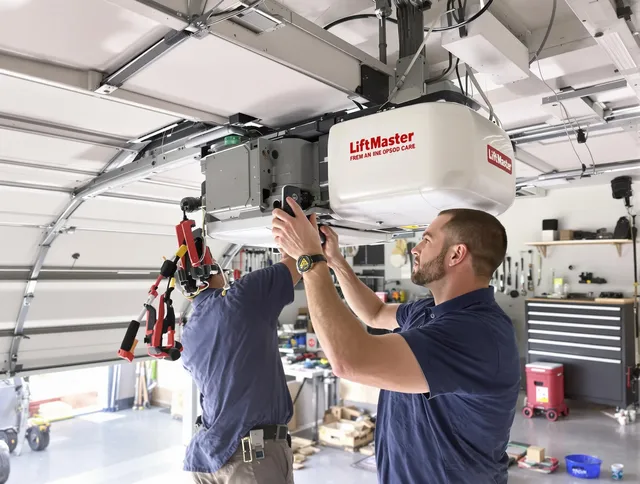 New Britain Garage Door Repair technician performing advanced diagnostics on garage opener in New Britain